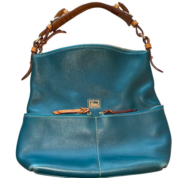 Dooney Burke Womens Shoulder Bag Blue Dillen Pocket Sac Purse Classic - Picture 14 of 14